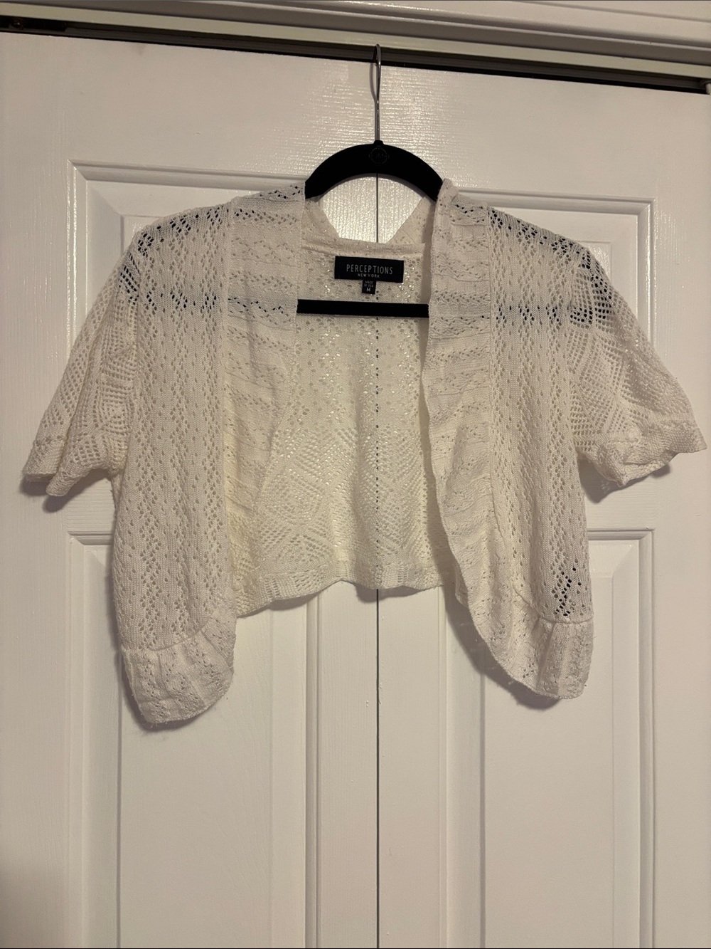 Perceptions Ivory Openwork Crochet Bolero Shrug